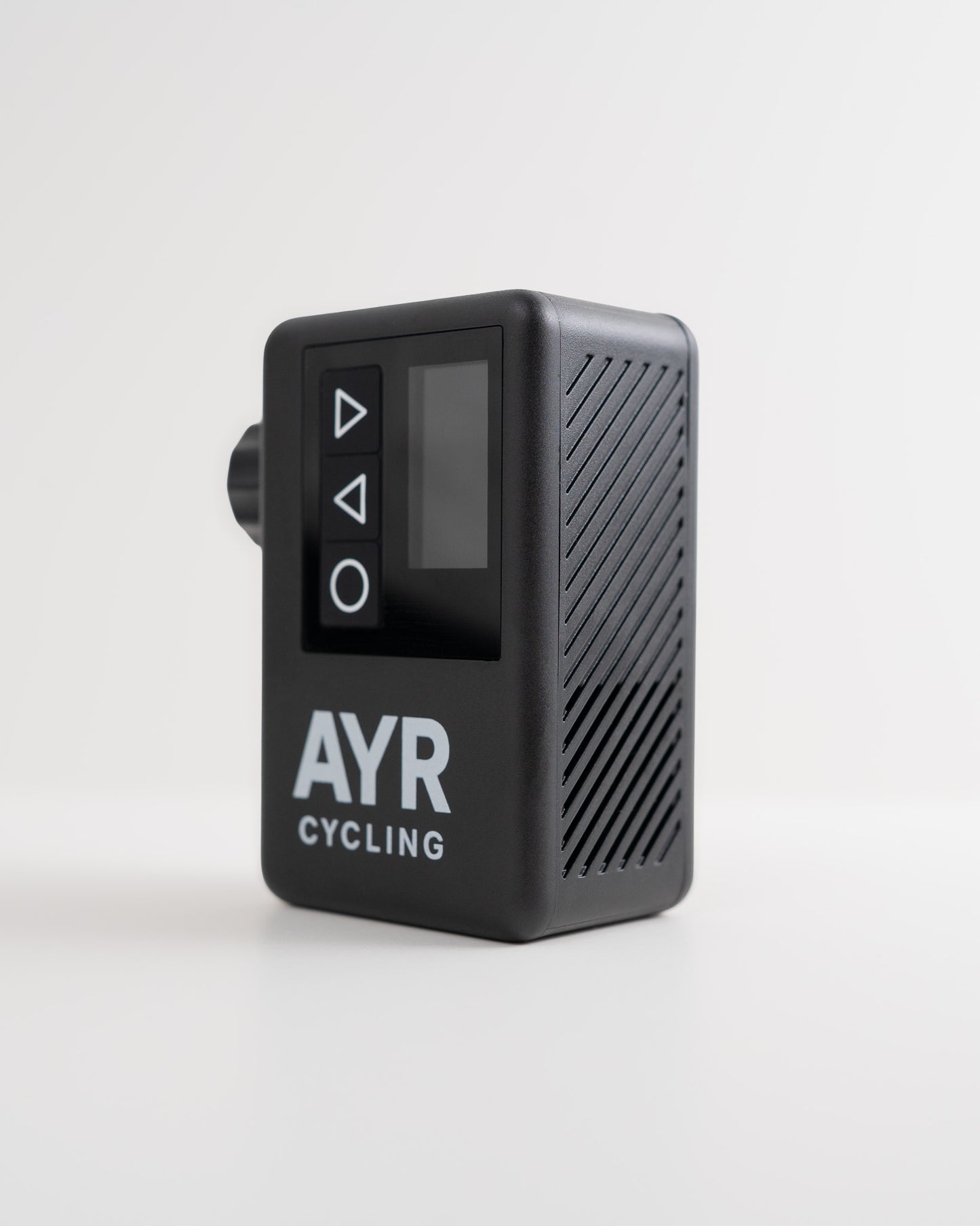 Minimalist side view of the AYR Cycling E-Pump showcasing compact, durable design.
